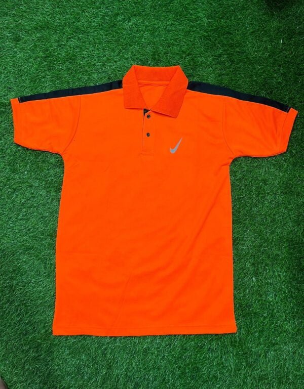 High-Performance Men's Dri-Fit Orange Polo T-Shirt Jersey for Sports