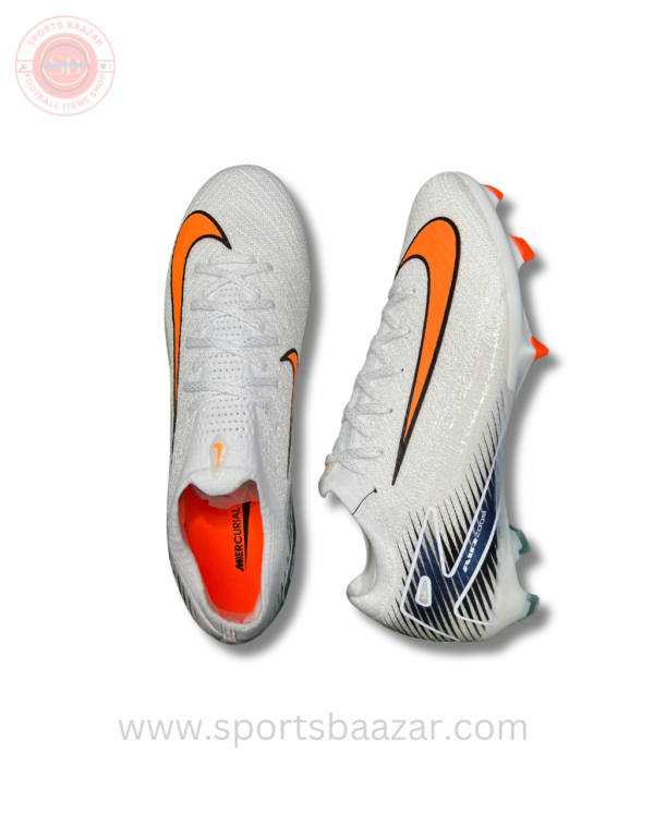 Nike Air Zoom Mercurial Vapor 16 FG Cleats - Pro-Level White/Orange Design