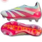 Adidas Predator Laceless FG Soccer Cleats – White/Pink Premium Design