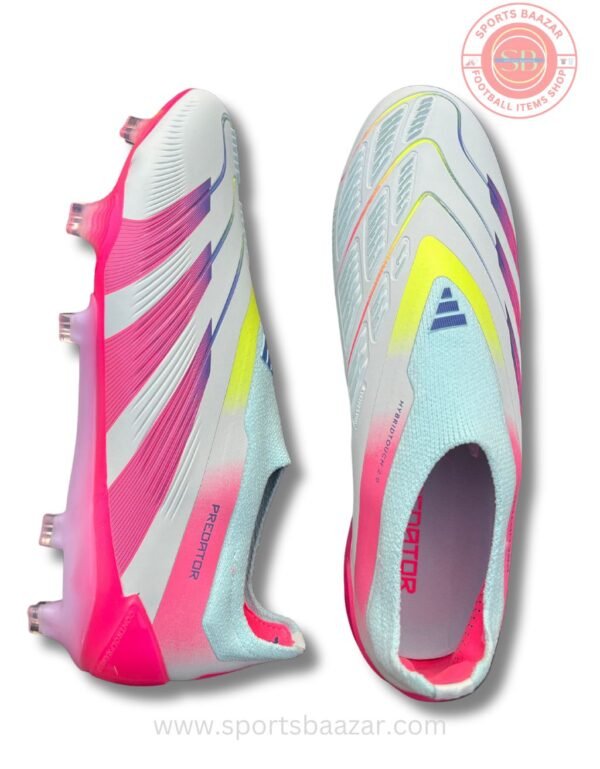 Adidas Predator Laceless FG Soccer Cleats – White/Pink Premium Design