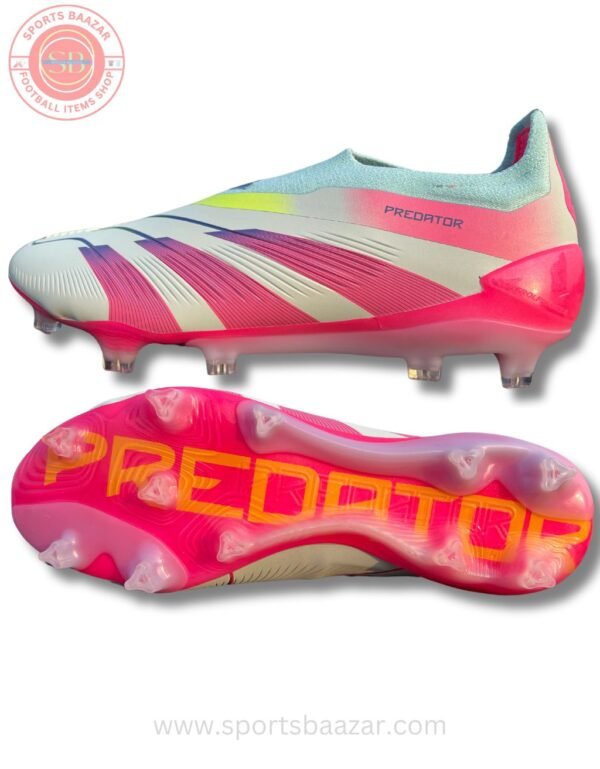 Adidas Predator Laceless FG Soccer Cleats – White/Pink Premium Design