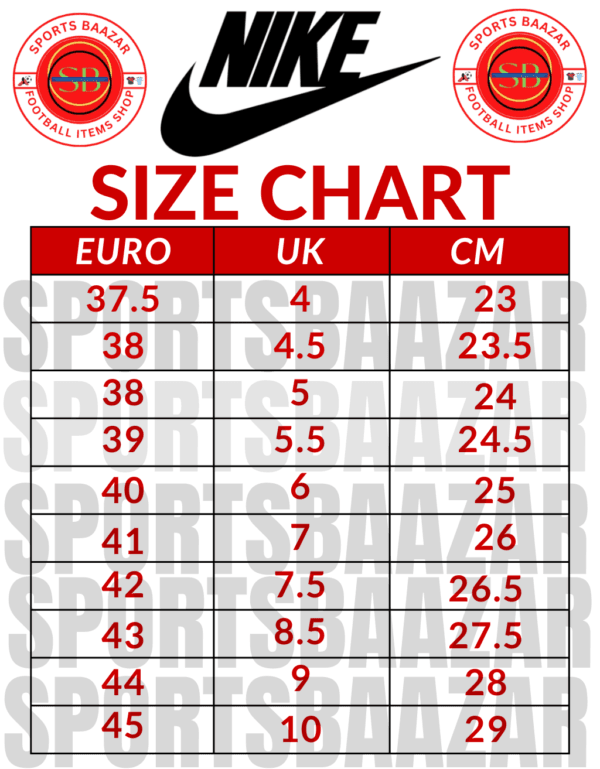 Nike Size Chart