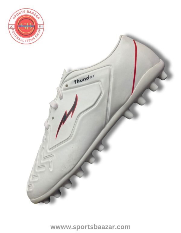 Puks Ultimate White Football Shoes – Durable PU Upper with Lace-Up Closure