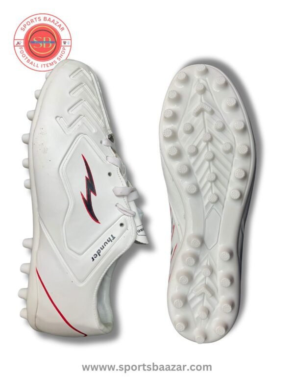 Puks Ultimate White Football Shoes – Durable PU Upper with Lace-Up Closure