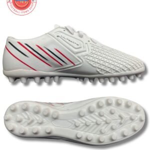 Puks Ultimate White Football Shoes – Durable PU Upper with Lace-Up Closure