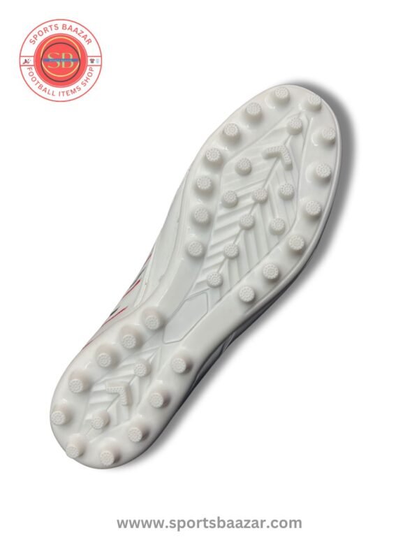 Puks Ultimate White Football Shoes – Durable PU Upper with Lace-Up Closure