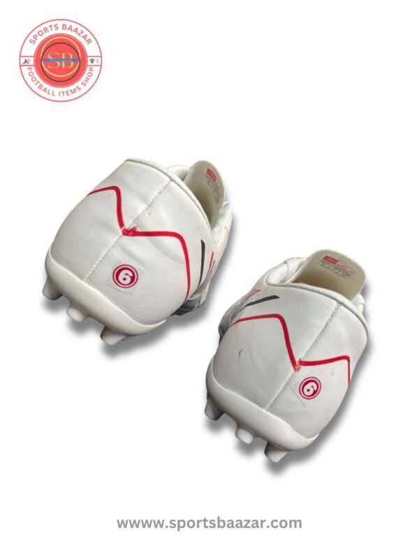 Puks Ultimate White Football Shoes – Durable PU Upper with Lace-Up Closure