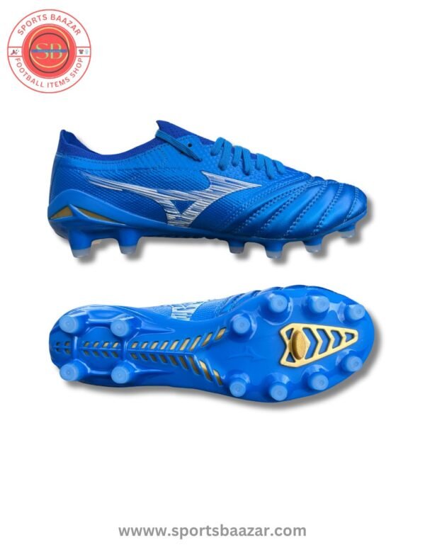 Mizuno Morelia Neo 4 Pro FG Football Boots – Blue & White K‑Leather