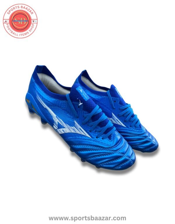 Mizuno Morelia Neo 4 Pro FG Football Boots – Blue & White K‑Leather