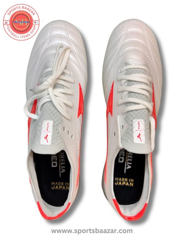Mizuno Morelia Neo IV Beta Elite FG Football Boots – White Radiant Red Soccer Cleats